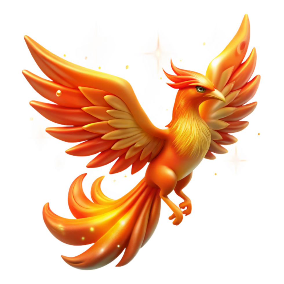 Majestic Firebird Mythical Creature with Glowing Wings and Tail png