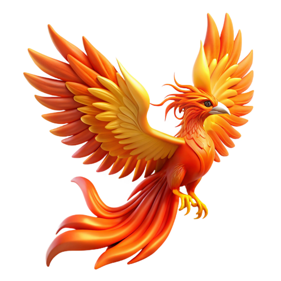 Majestic Firebird in Flight A 3D Render of a Mythical Creature png