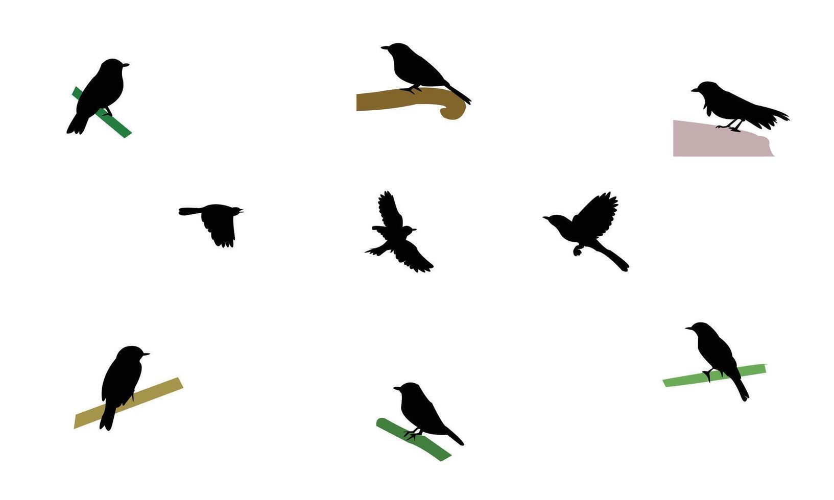 Blue Flycatcher Bird Silhouette Collection vector