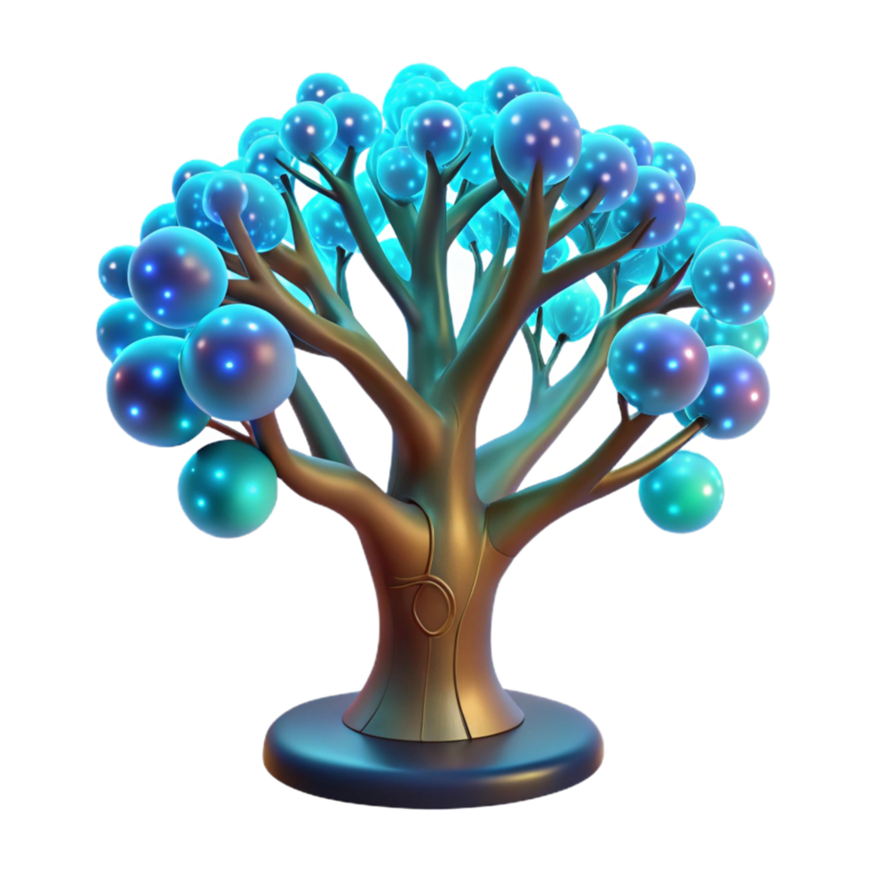 Luminous Orb Tree A 3D Render of Abstract Glowing Flora png