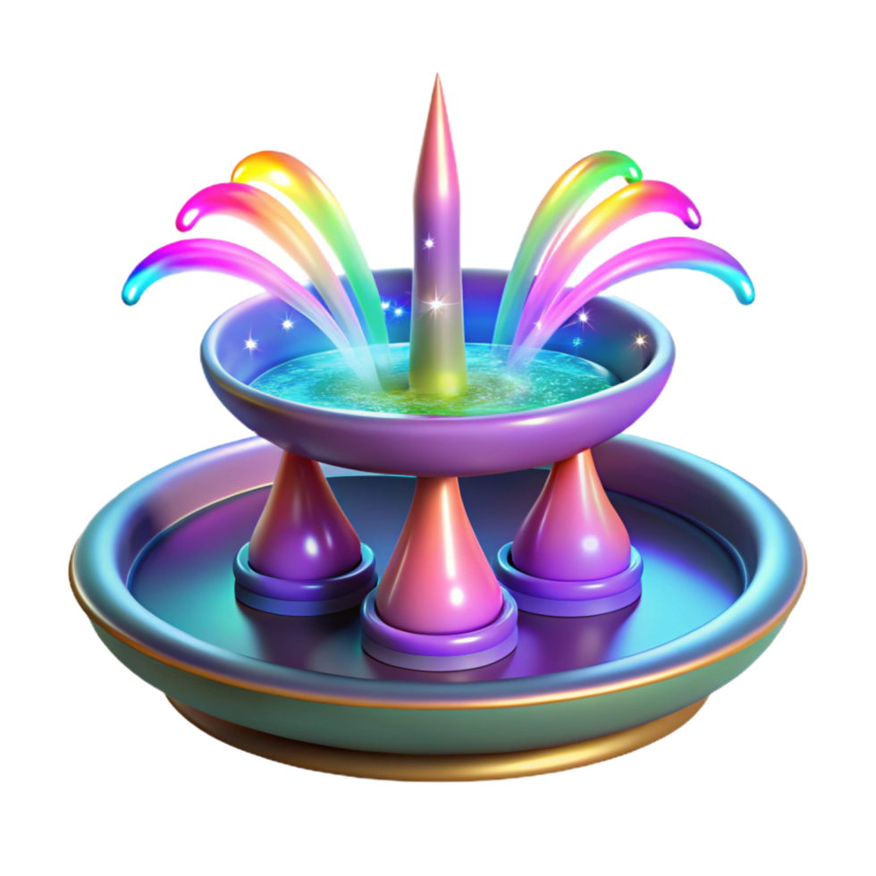 Rainbow Fountain A 3D Render of a Colorful, Magical Water Feature png