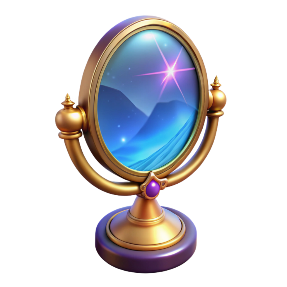 Enchanted Mirror Mystical Landscape Reflection png