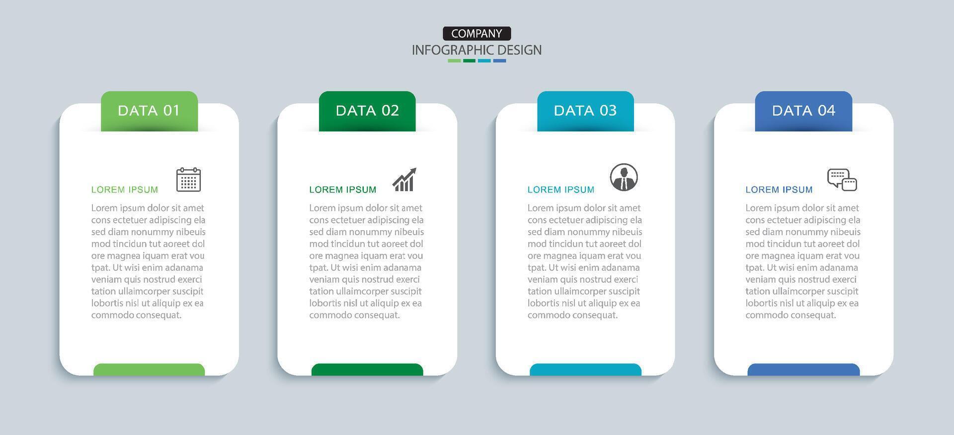 4 data infographics tab layout template. Illustration business abstract background. vector