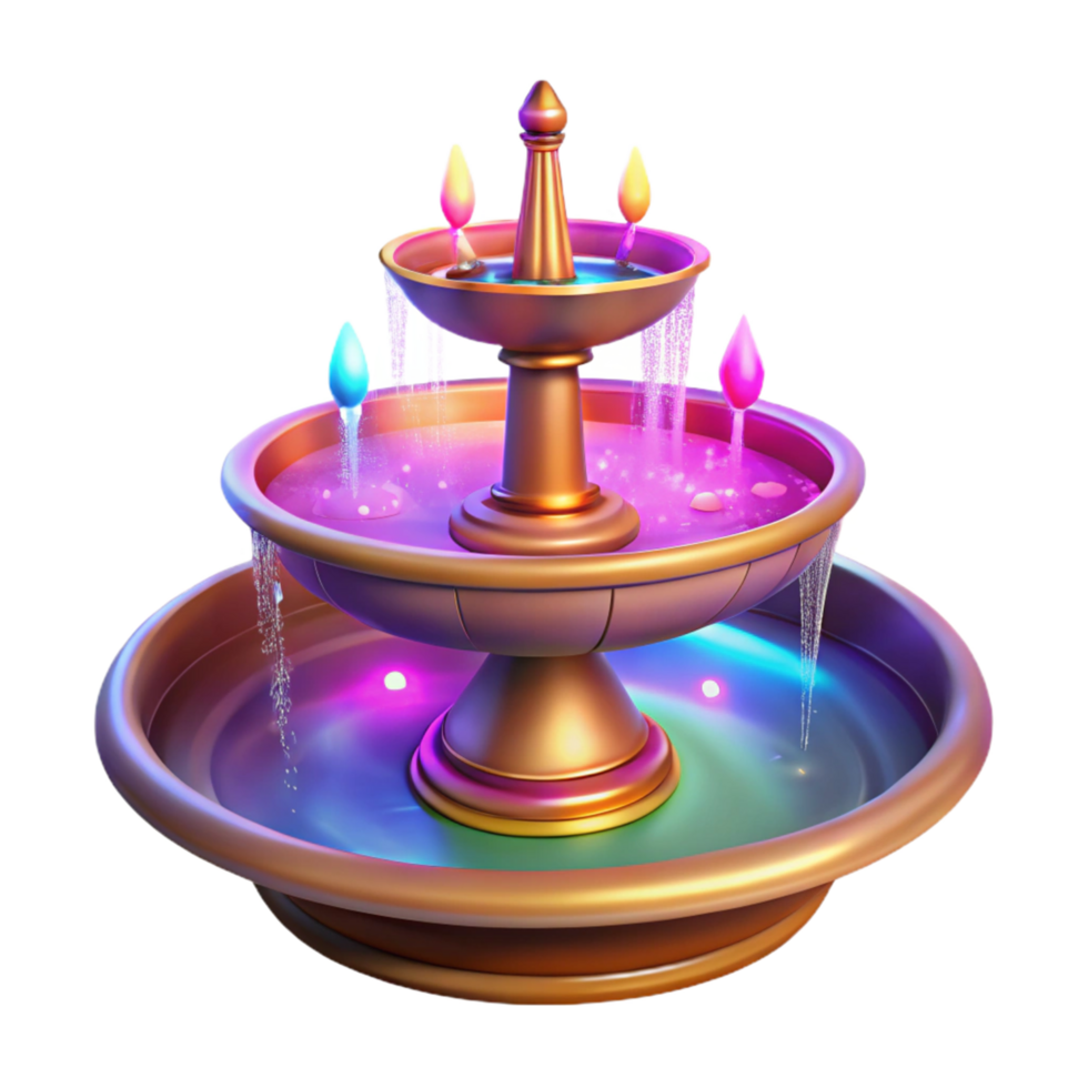 Enchanted Water Fountain A Multi Tiered, Illuminated Design png