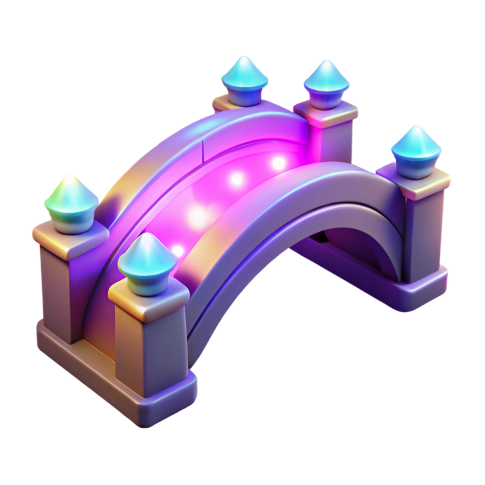 Luminous Arch Bridge 3D Render of Fantasy Architecture with LED Lights png