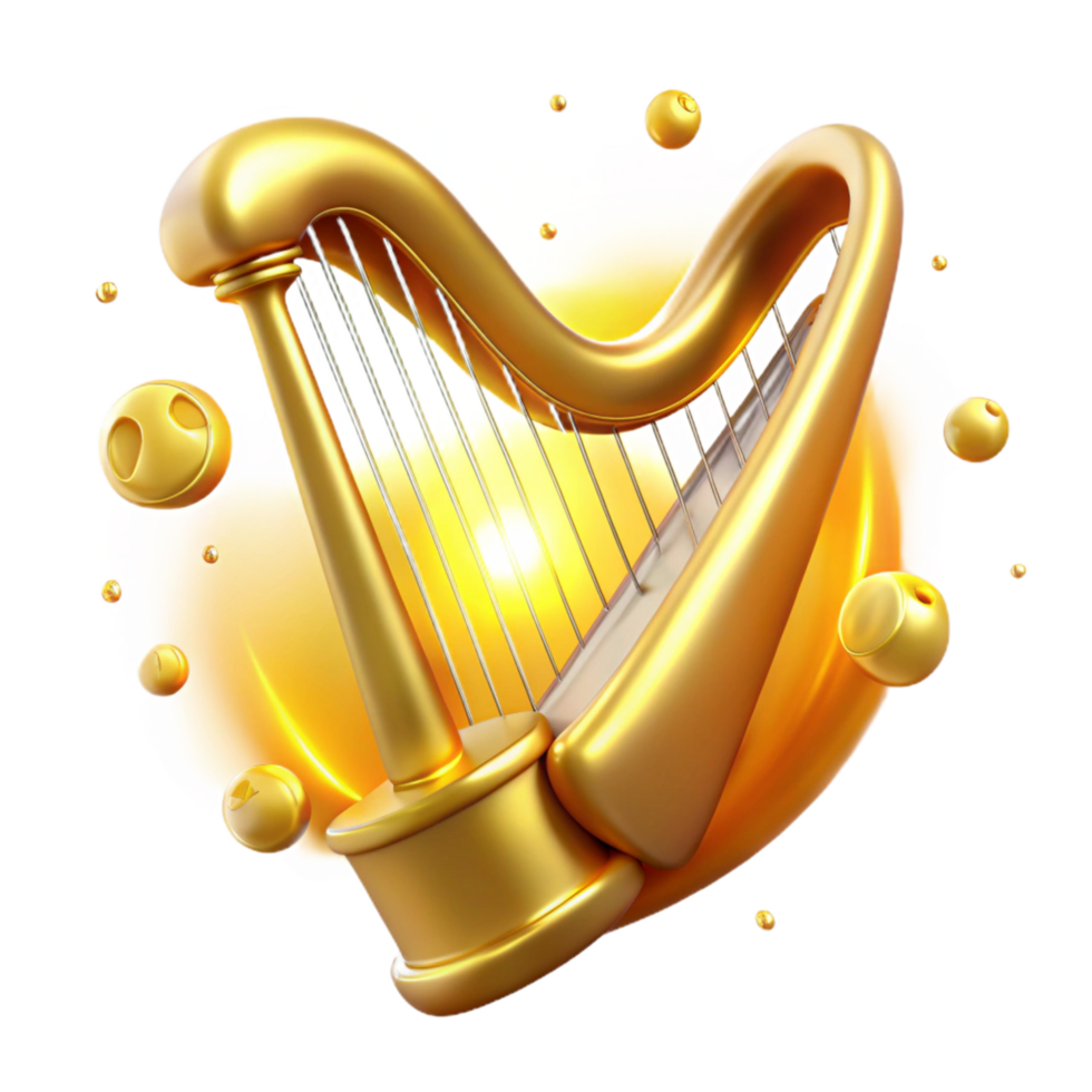 Golden Harp A Symphony of Strings and Sparkling Rewards png