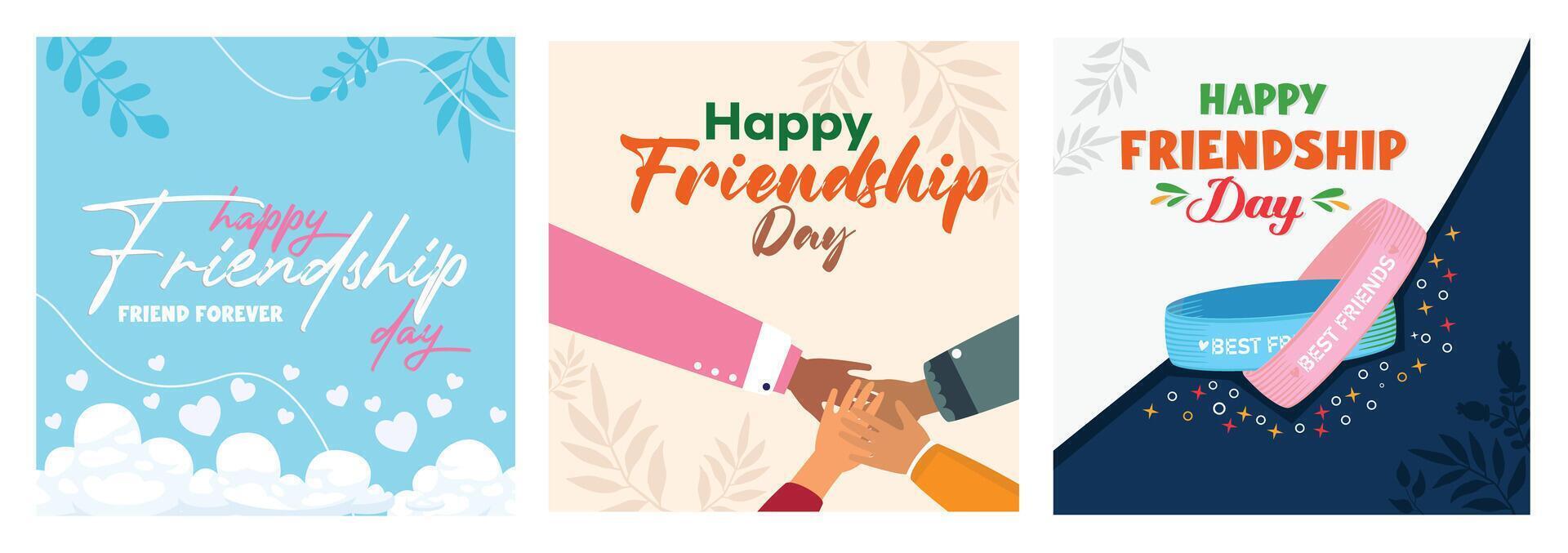 Happy Friendship Day illustrations with heartfelt messages and graphics. vector