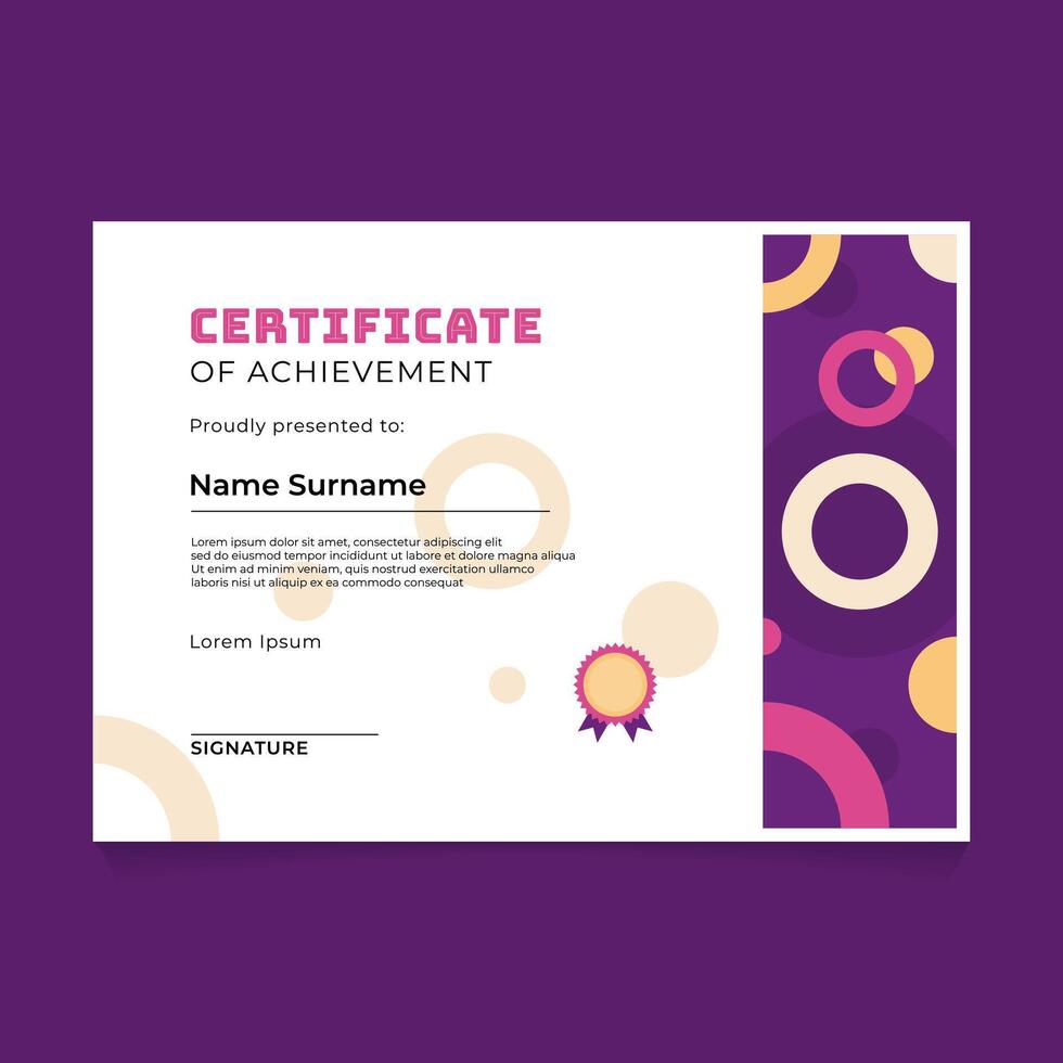 Certificate Template Design with Circular Abstract Graphic Theme vector