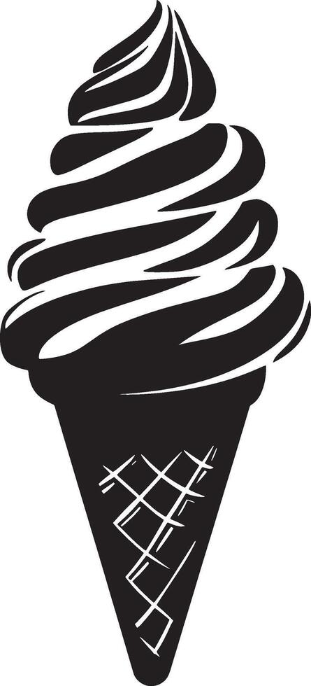 Minimalist black silhouette of an ice cream cone, design. vector