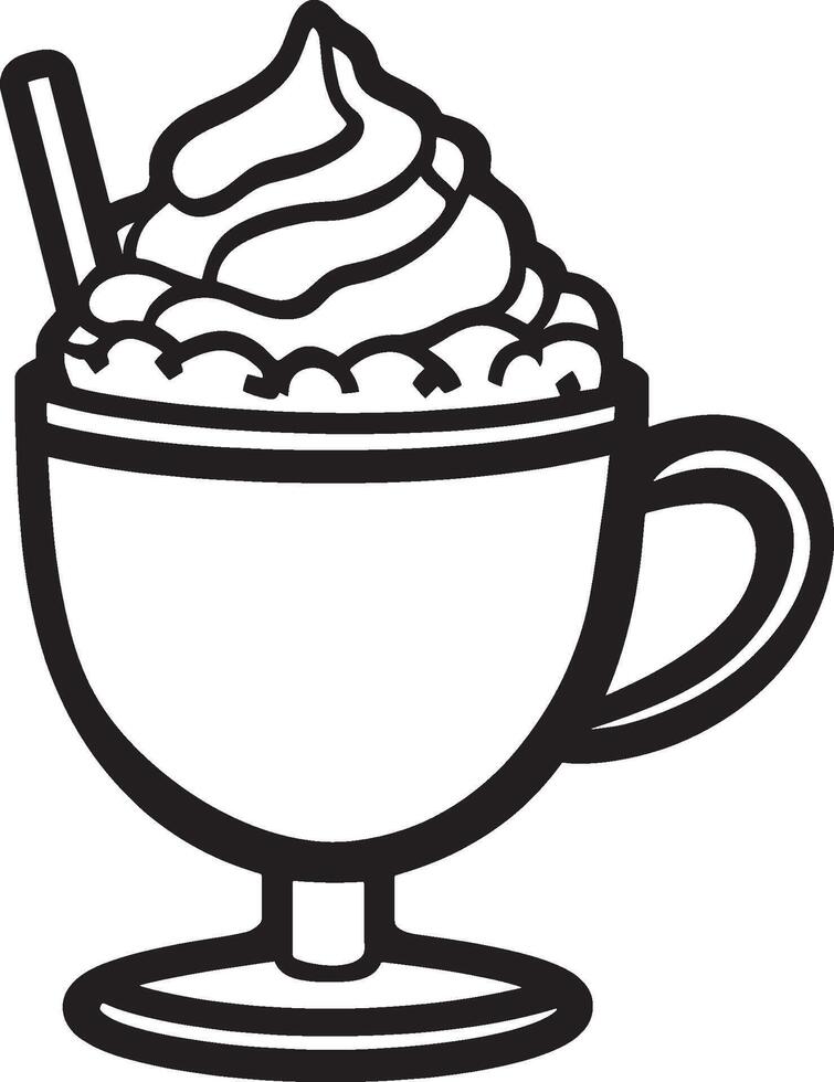 Black illustration of a hot chocolate icon. vector