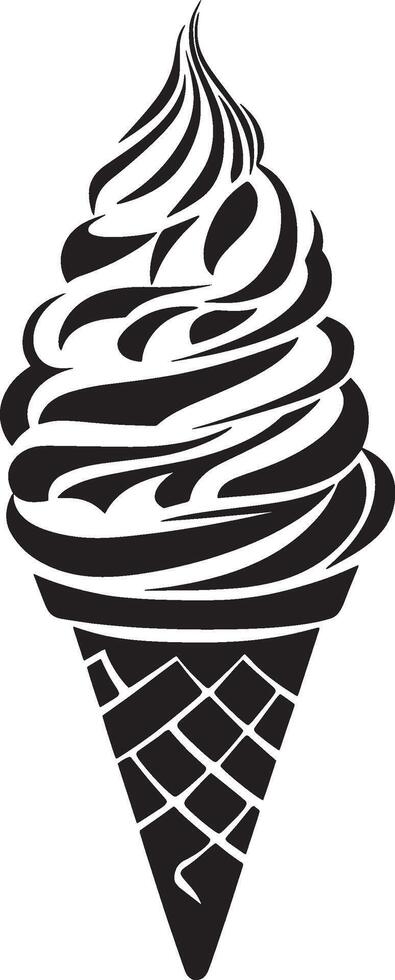 Ice cream cone simple silhouette black illustration vector