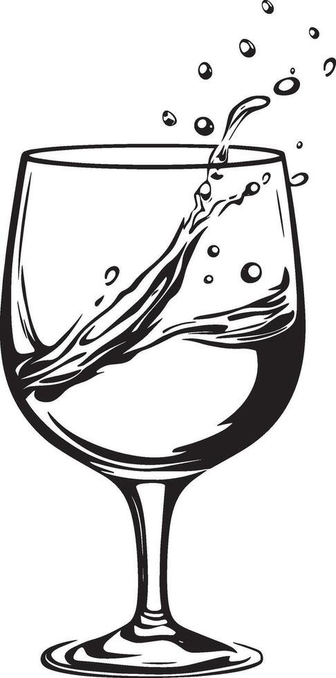 Black illustration of a glass of water in simple silhouette style. vector