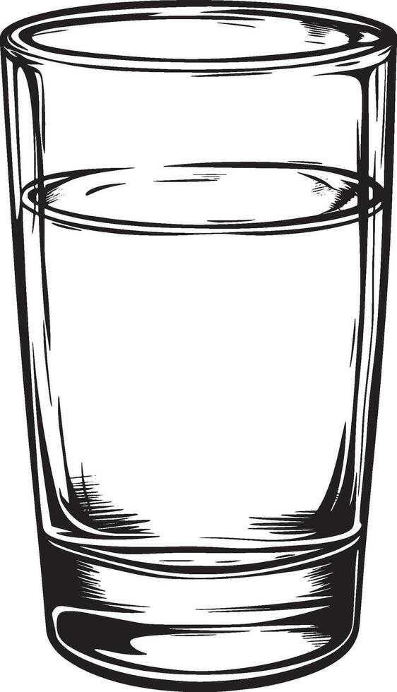Glass of water icon in black outline style. vector