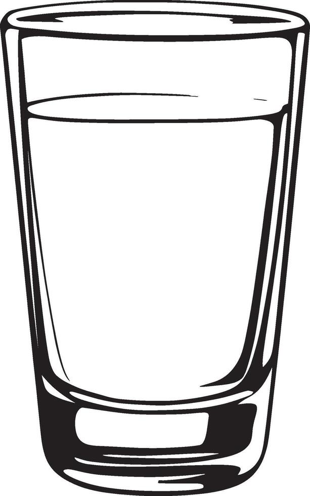 Minimalist black silhouette of a glass of milk, design. vector