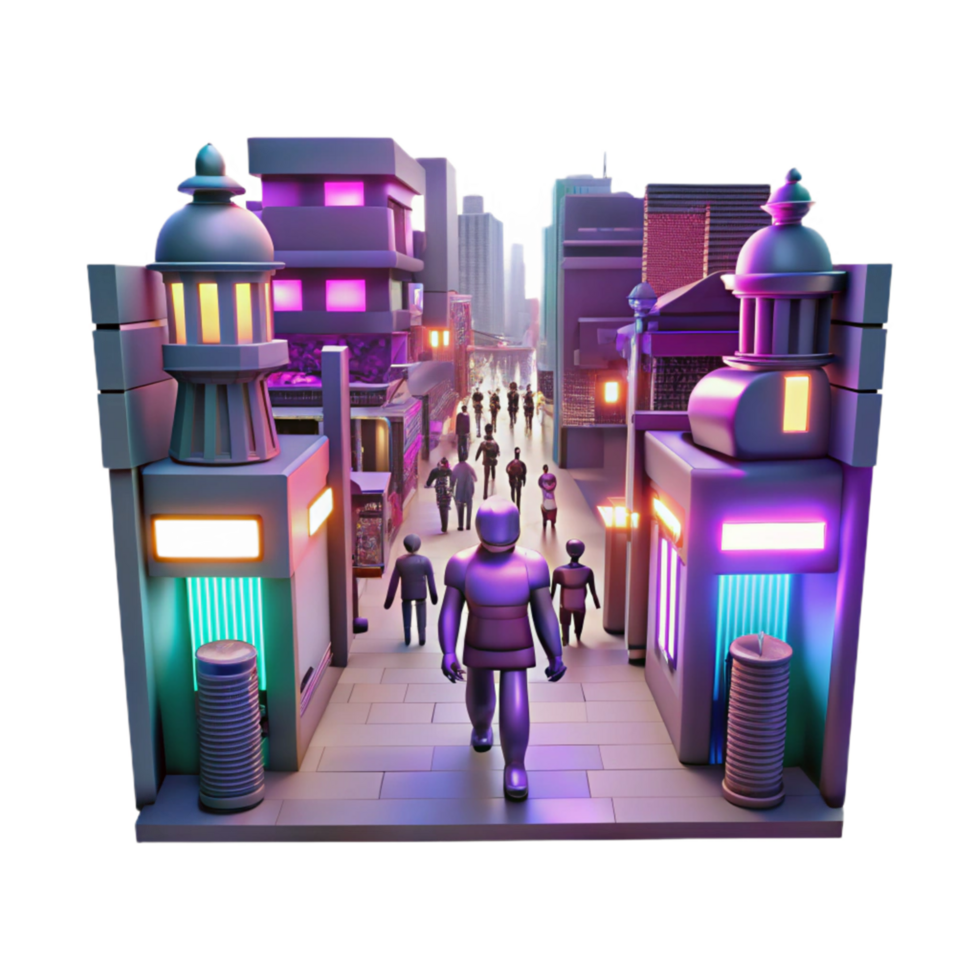Neon City Street A Futuristic Urban Exploration png