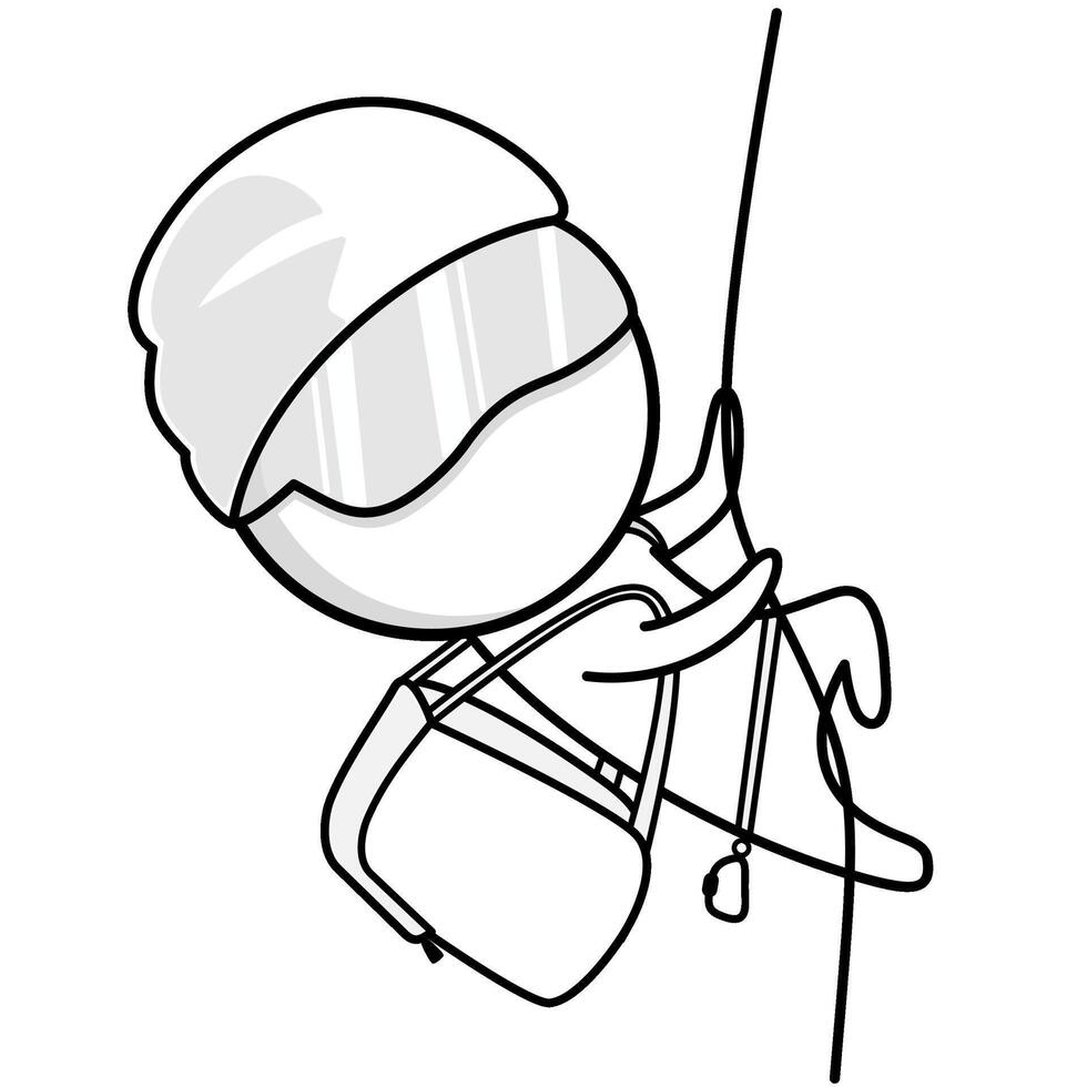 Mountaineer climbs a mountain vector