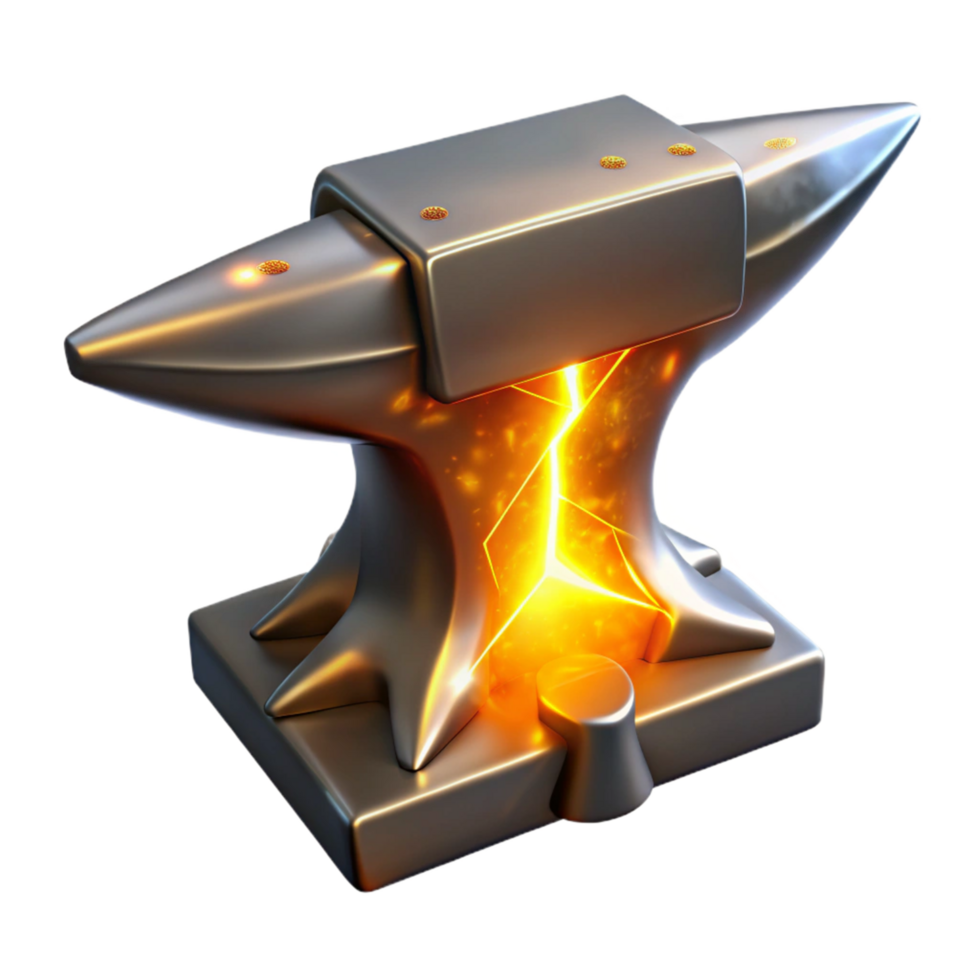 Glowing Metal Anvil A 3D Render of a Forging Tool png