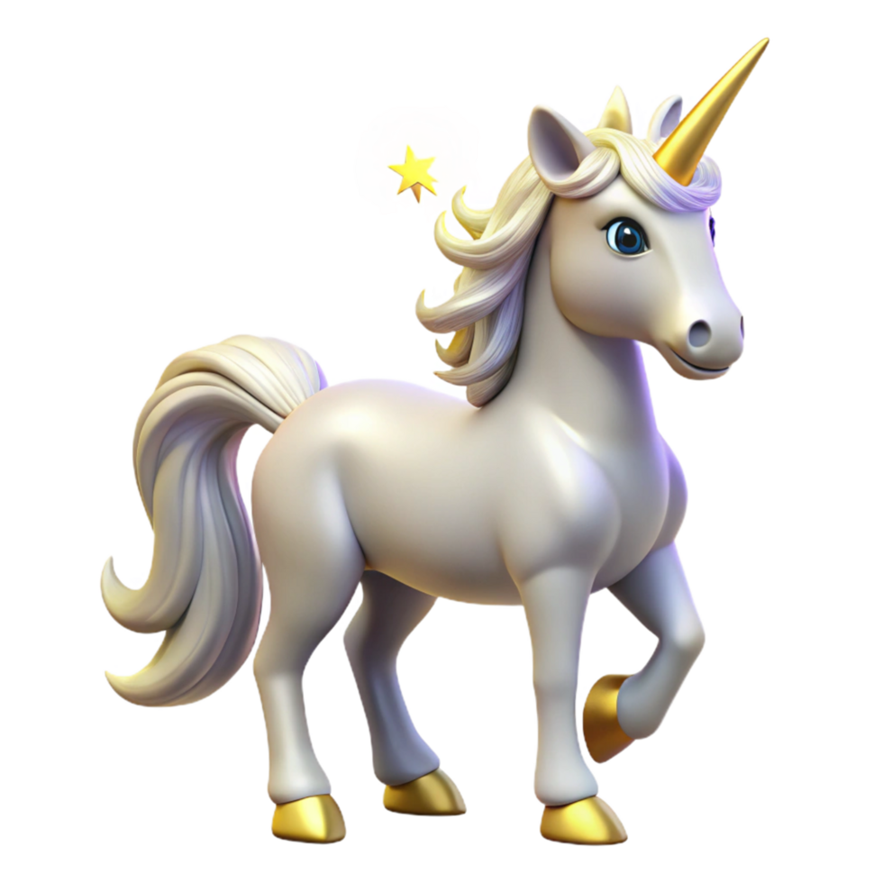 Magical Unicorn with Golden Horn and Star Burst png
