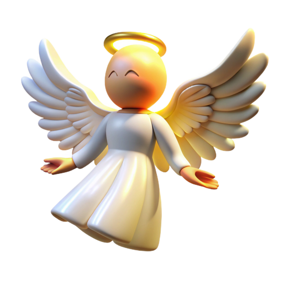 3D Render of a Cherubic Angel with Wings and Halo png