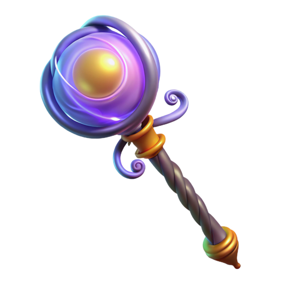 Enchanted Orb Staff A 3D Model of a Magical Artifact png