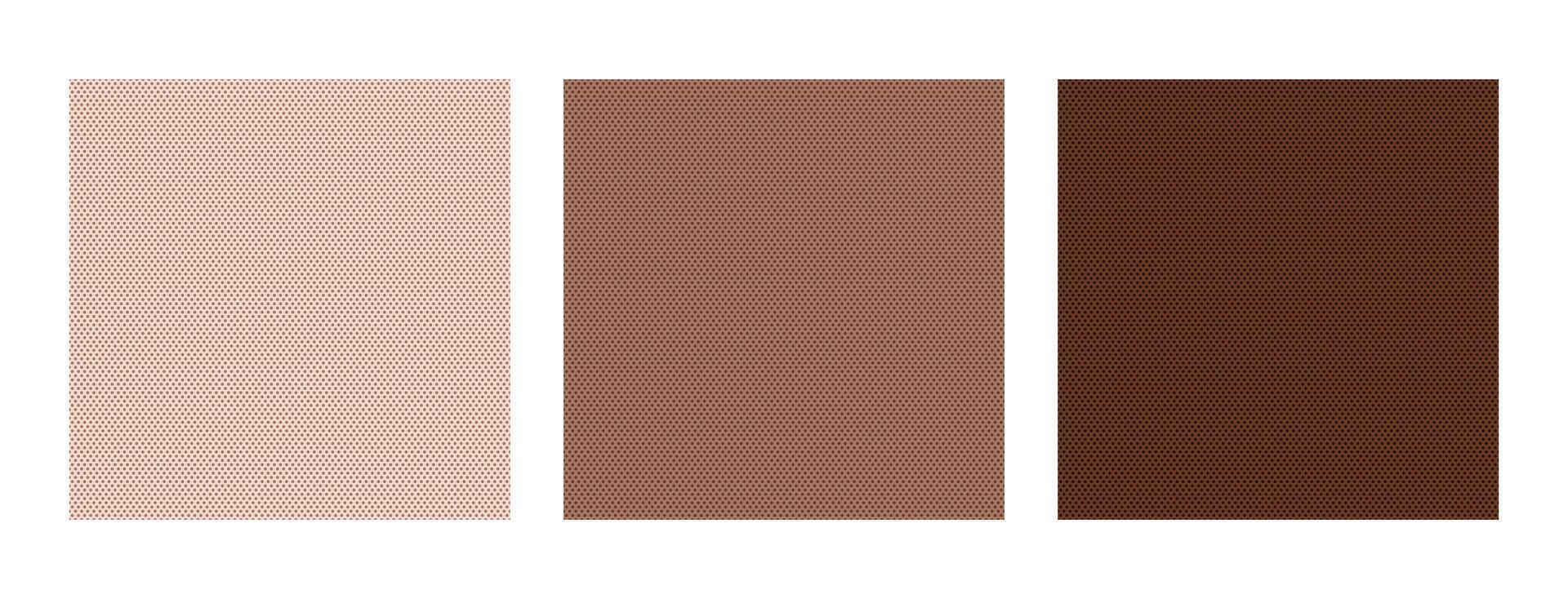 Set of seamless pattern with symmetry repetitive dots in trendy palette mocha mousse color. Illustration endless pattern, background. Fashionable template for design, paper, cover, fabric vector