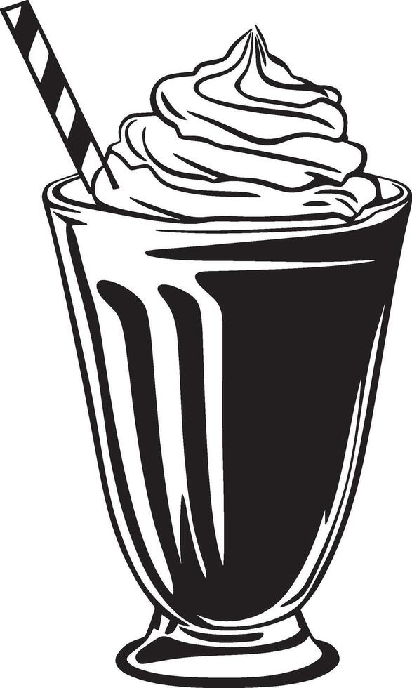 Milkshake simple silhouette black illustration vector