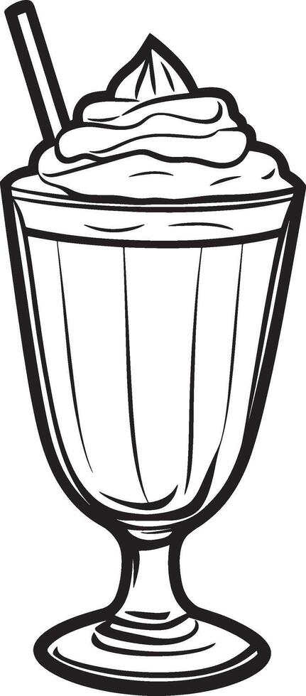Minimalist black outline of a milkshake, design vector