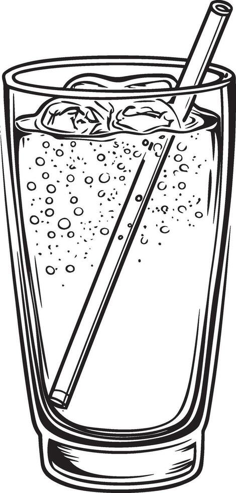 a glass of water with ice and a straw vector