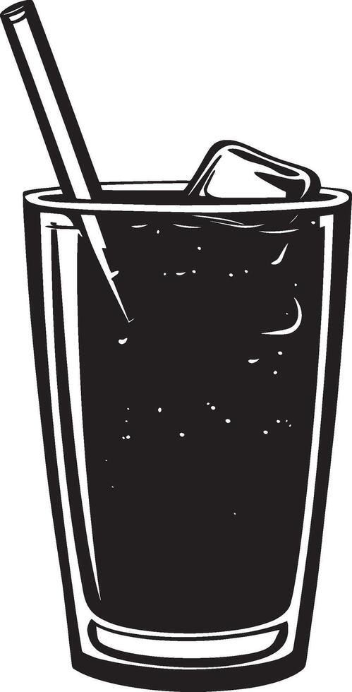 Black illustration of a soft drink in simple silhouette style. vector