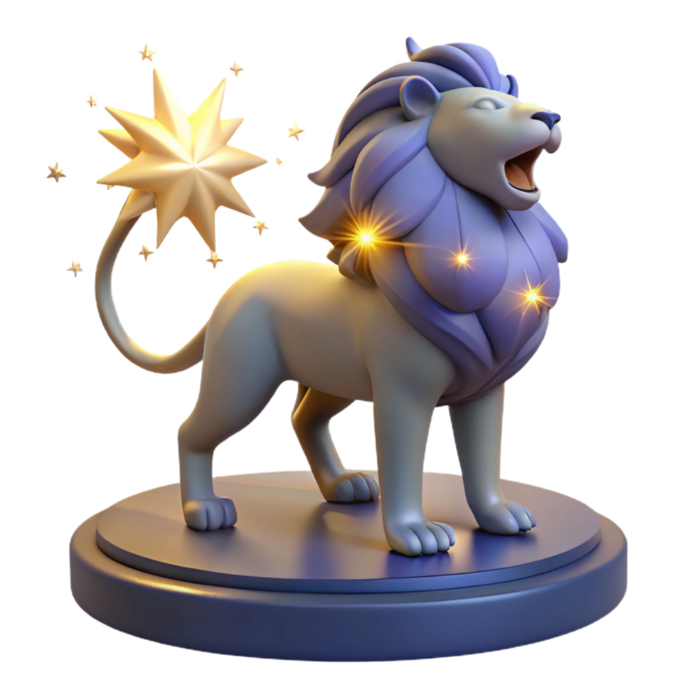Majestic 3D Render of a Lion with Starry Tail png