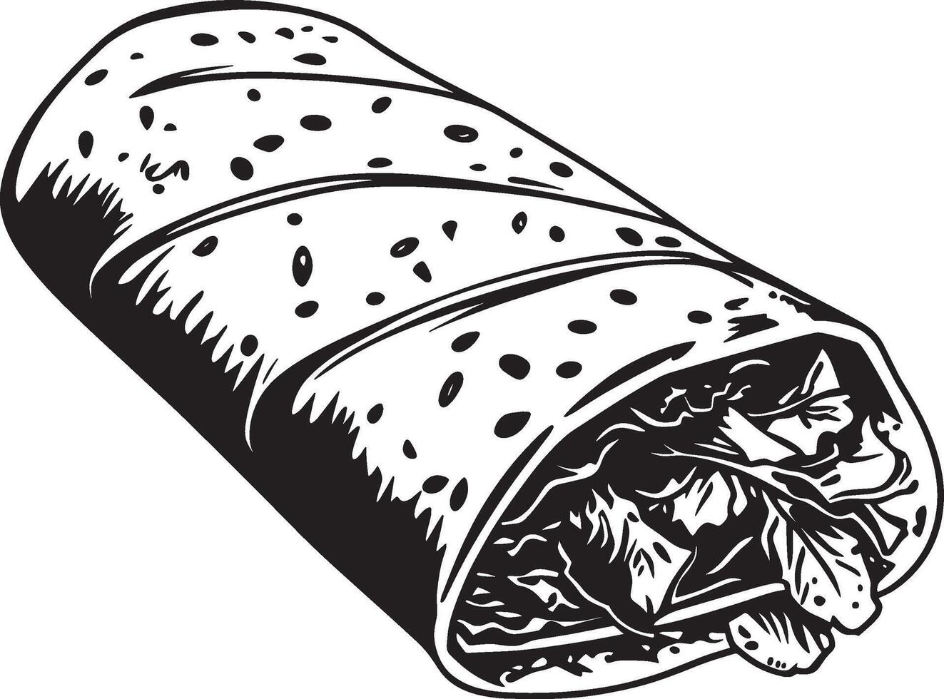 Black illustration of a simple wrap fast food silhouette vector