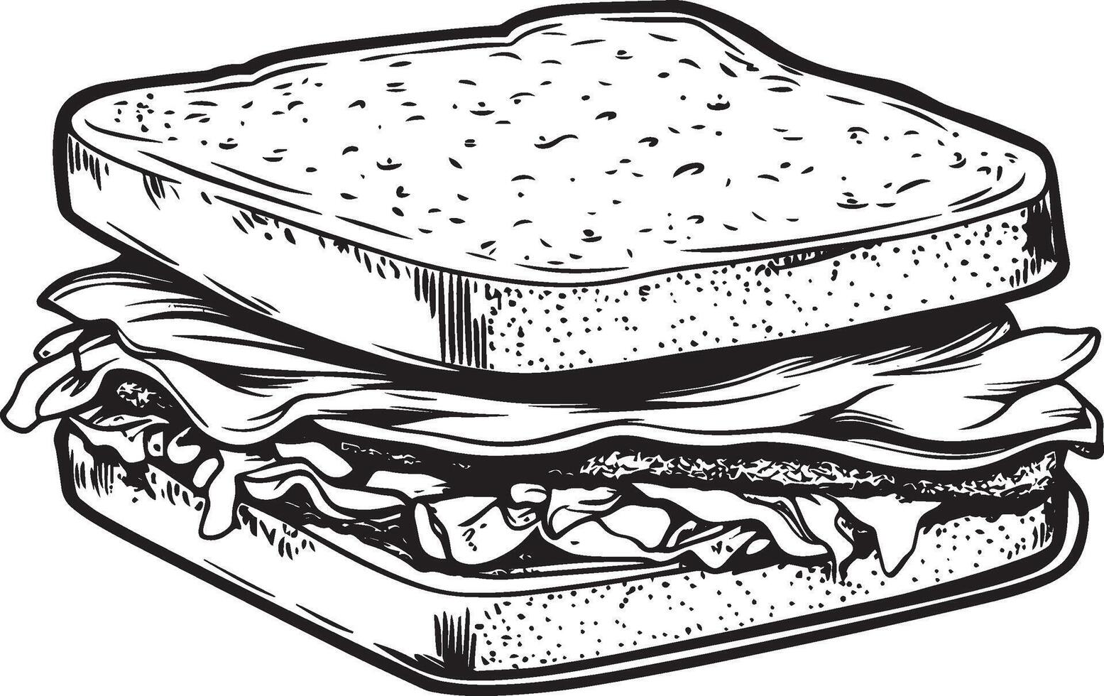 Sandwich outline black illustration vector