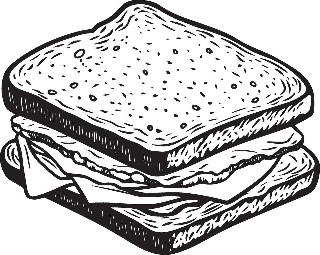 Minimalist black outline of a sandwich in format vector