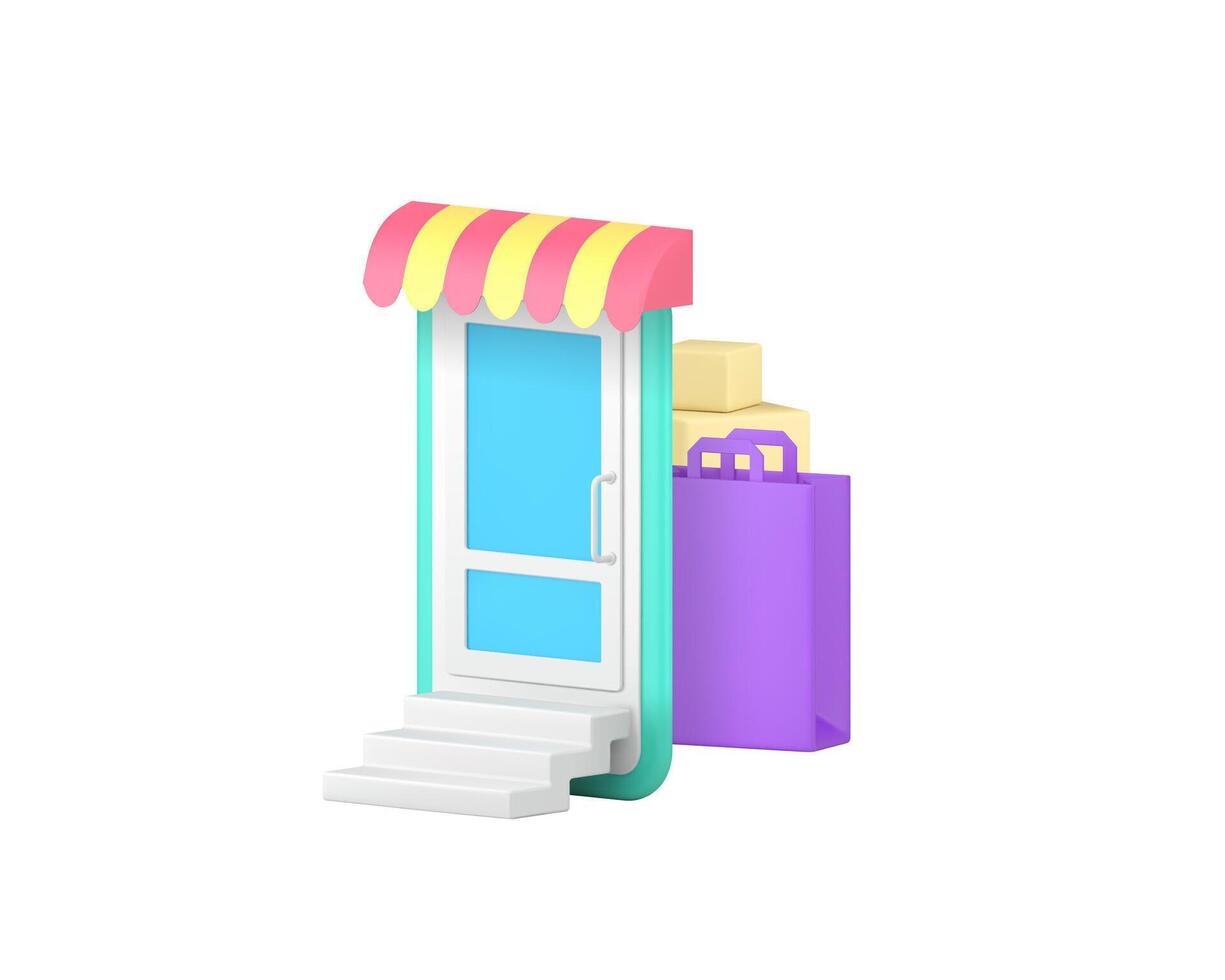 Shopping purchase delivery shop store order shipping 3d icon realistic illustration vector