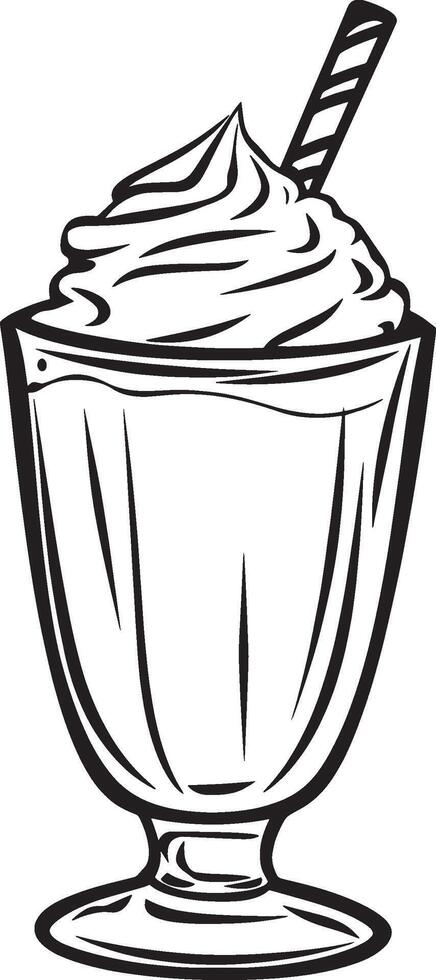 Milkshake outline black illustration vector