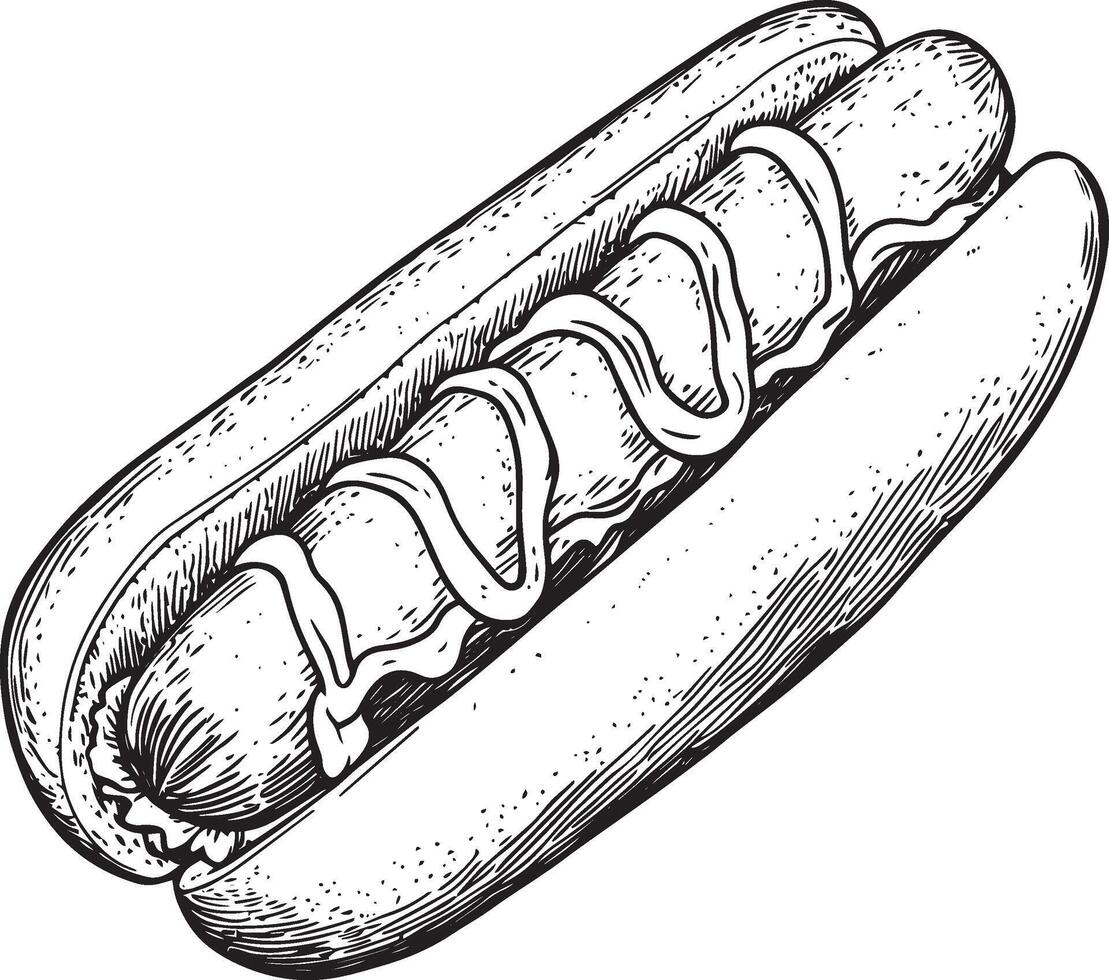 Minimalist black silhouette of a hot dog fast food icon vector