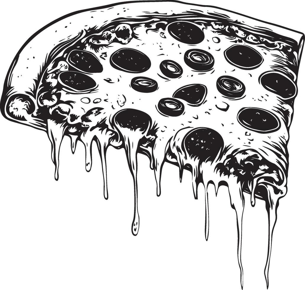 Pizza simple silhouette black illustration vector