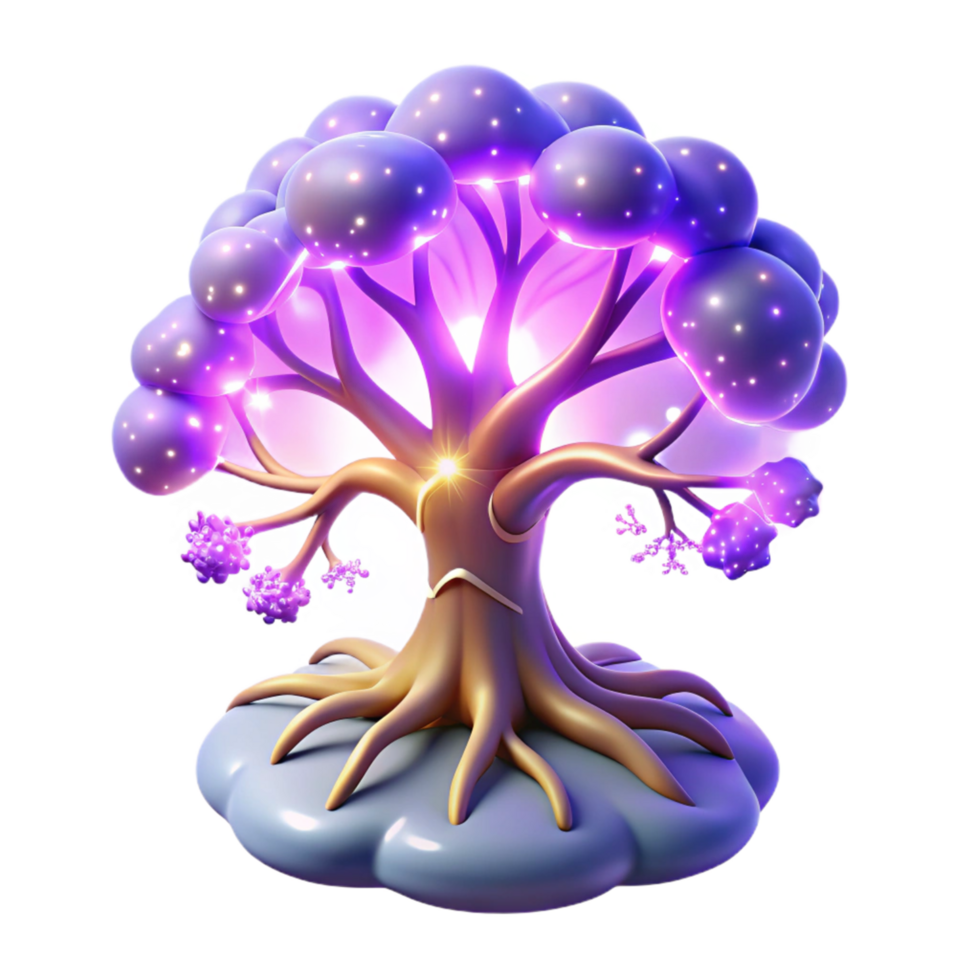 Glowing Tree of Life Mystical 3D Render png