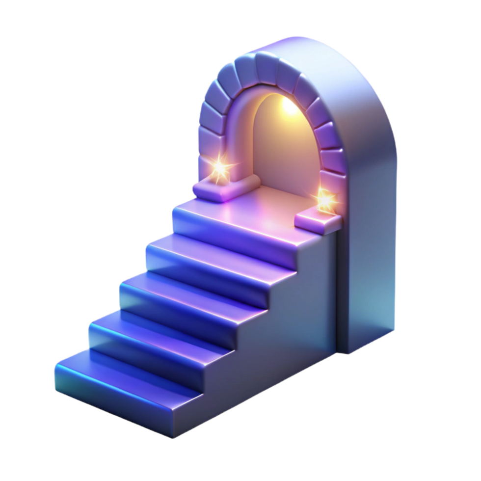 Illuminated Staircase Leading to Archway A 3D Render png