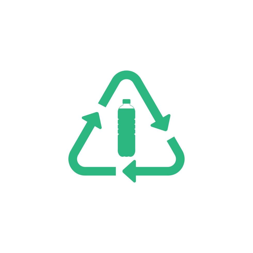 Plastic bottle recycling triangle design illustration , green triangle recycling arrow. vector