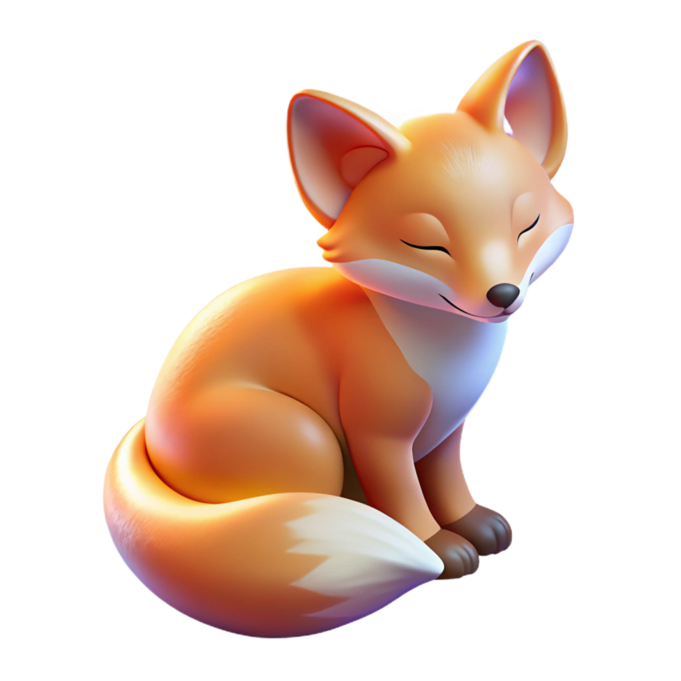Adorable 3D Render of a Sleeping Fox Kit png