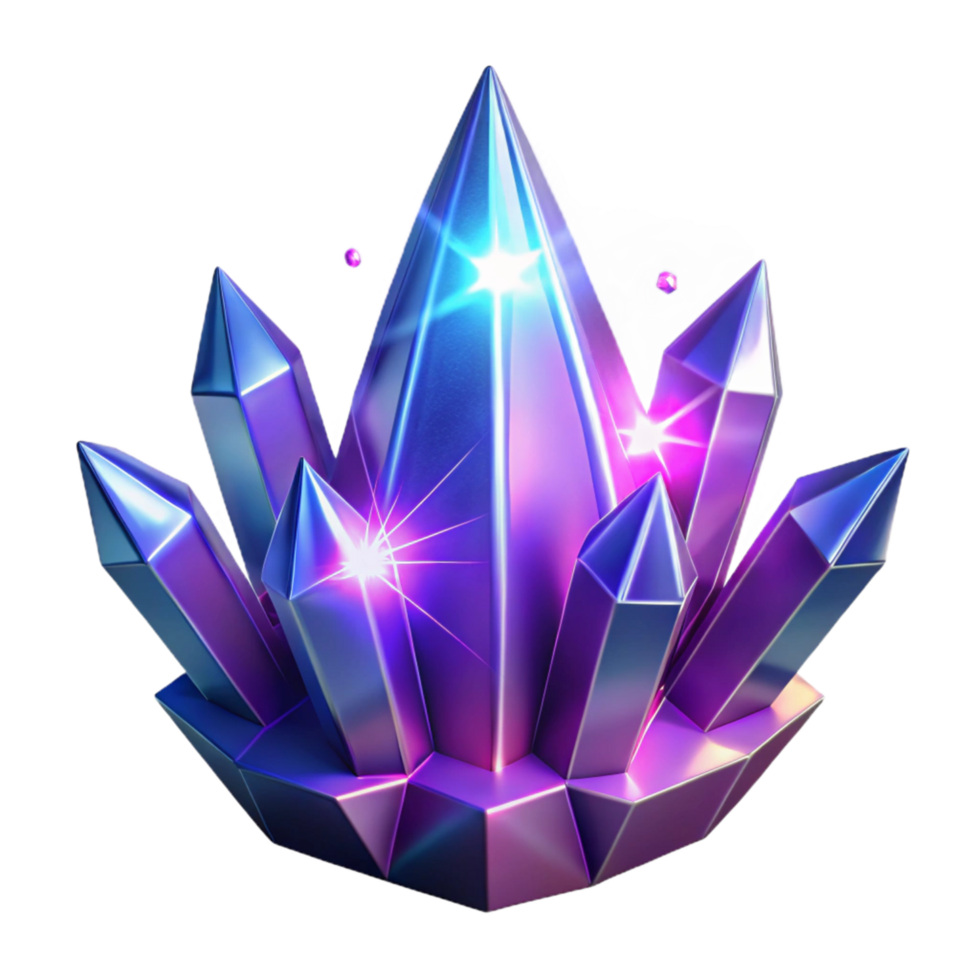 Radiant Crystal Cluster A 3D Render of Sparkling Gemstones png