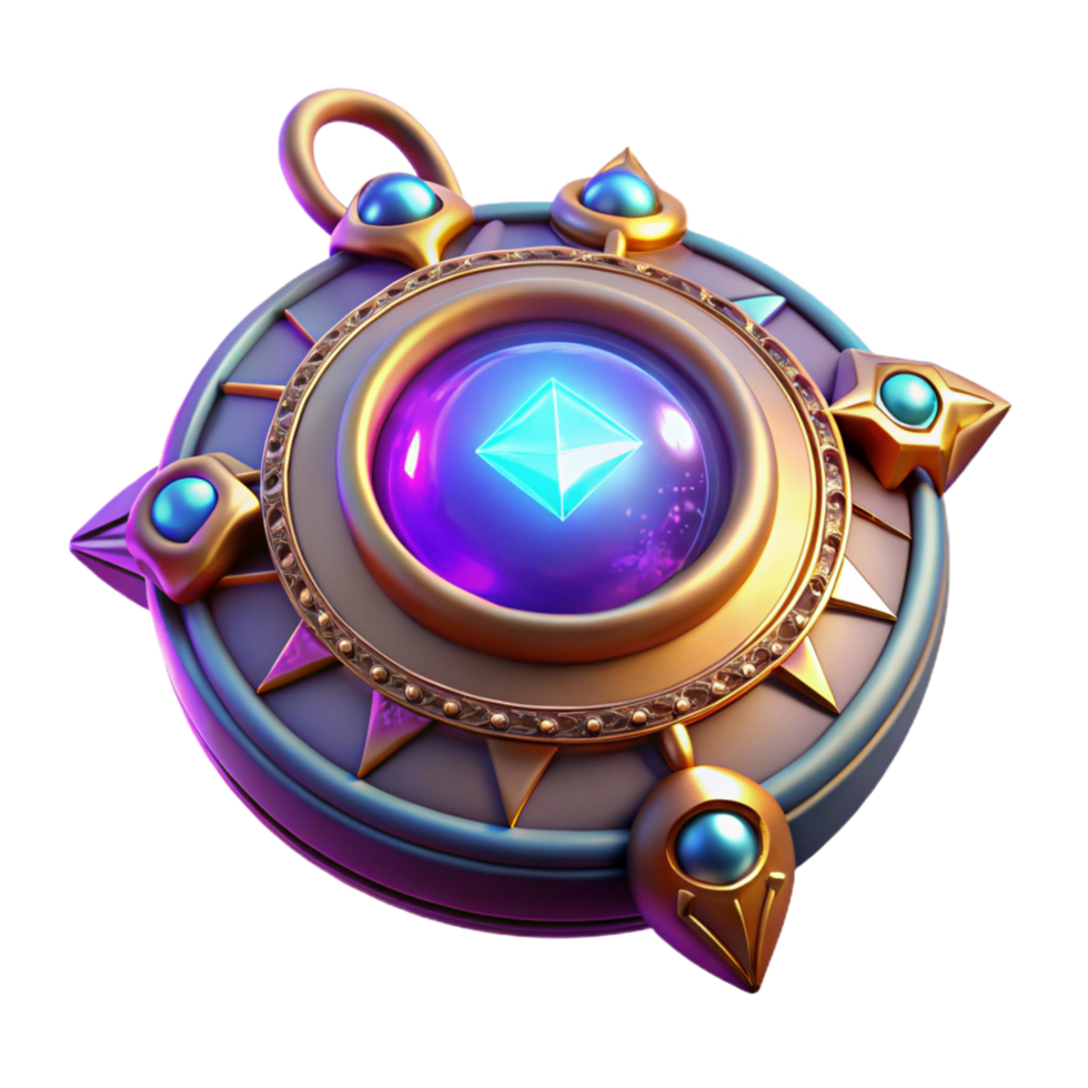 Mystical Compass Ancient Artifact with Glowing Gem and Ornate Design png