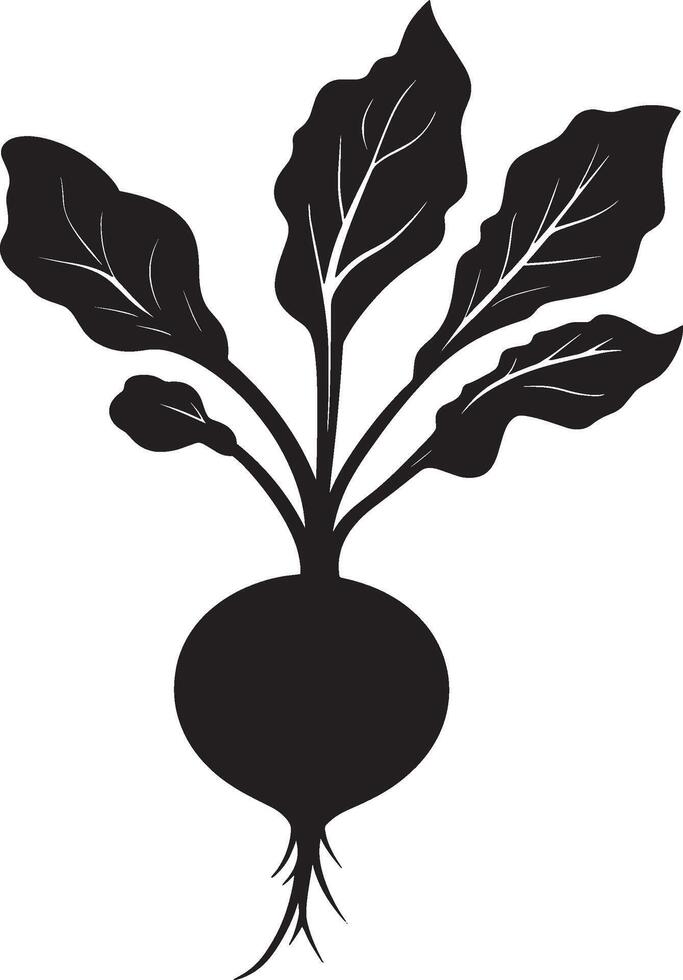 Minimalist black silhouette of a beetroot in format vector