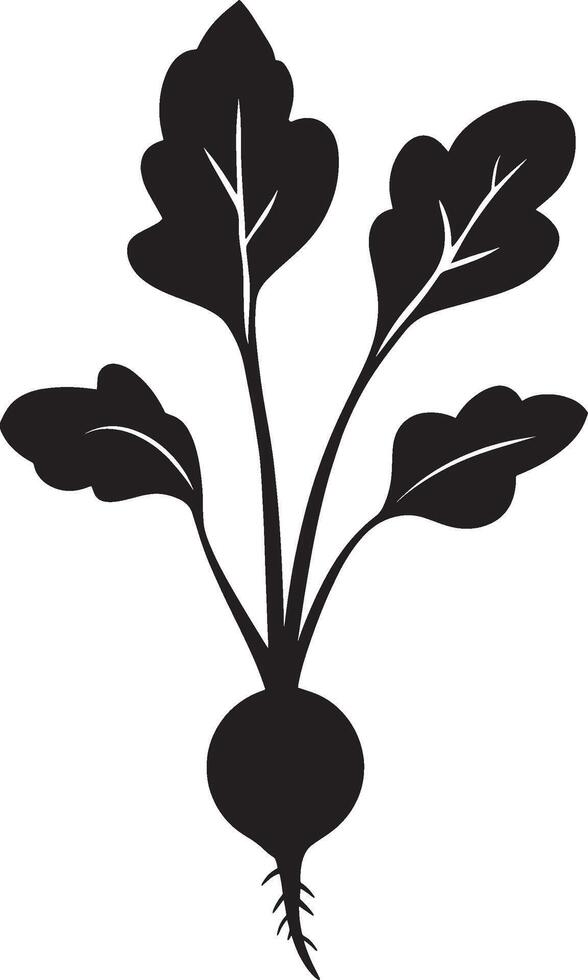 Minimalist black silhouette of a radish in format vector