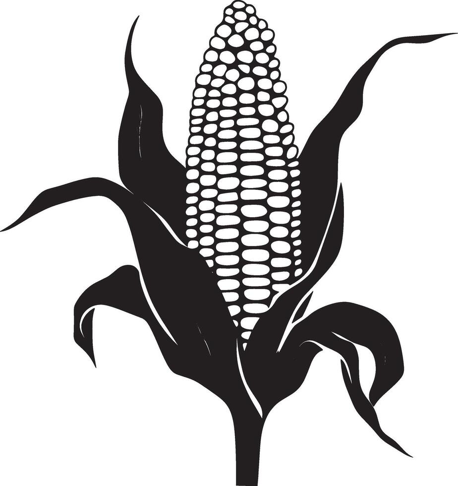 Minimalist black silhouette of corn in format vector