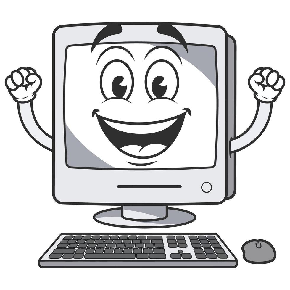 Computer desktop mascot illustration vector