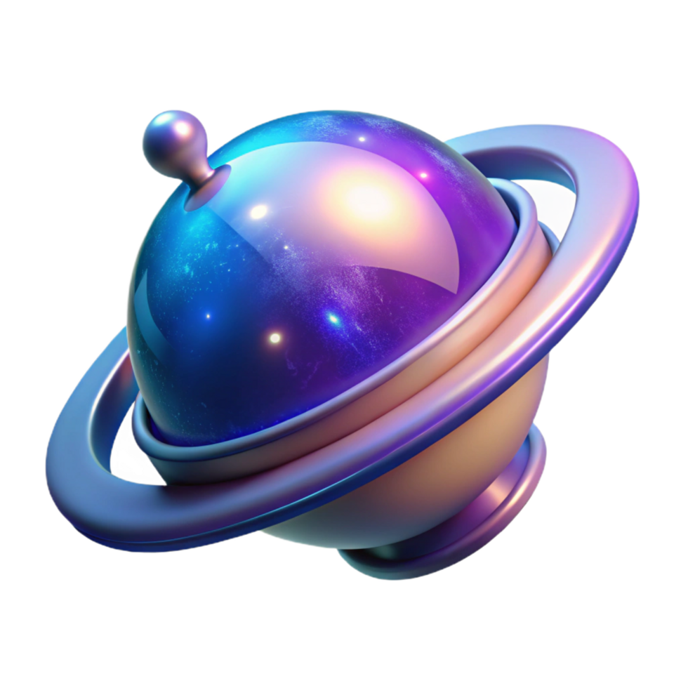 Cosmic Orb A 3D Render of a Planetary System png