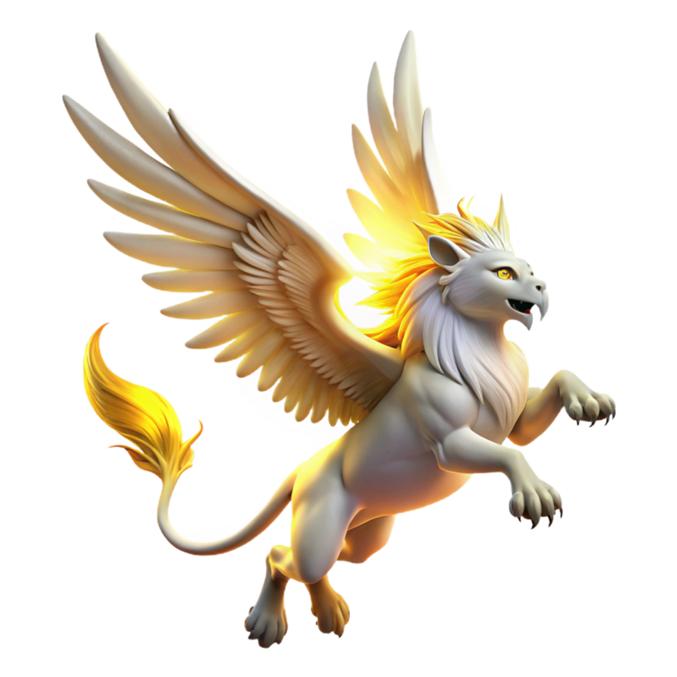 Majestic Griffin A Fantasy Creature with Wings and a Lion's Body png