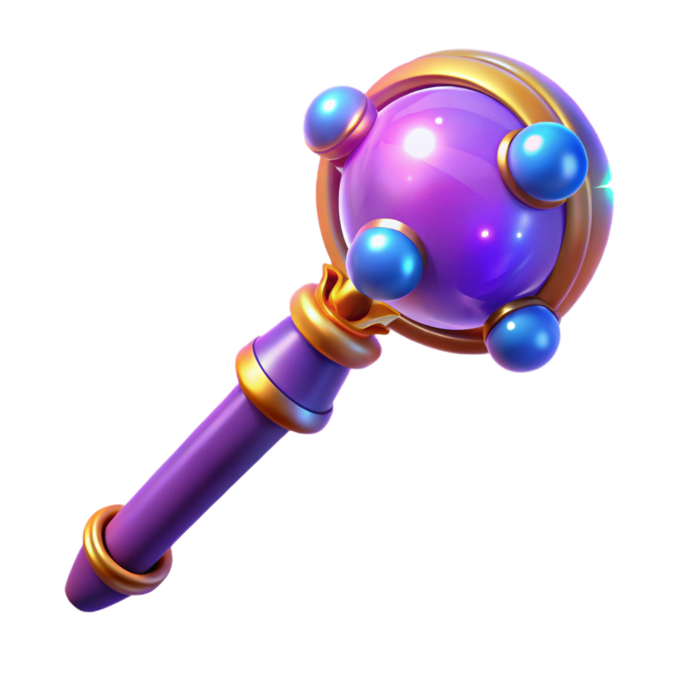Enchanted Orb Staff Fantasy Game Asset png